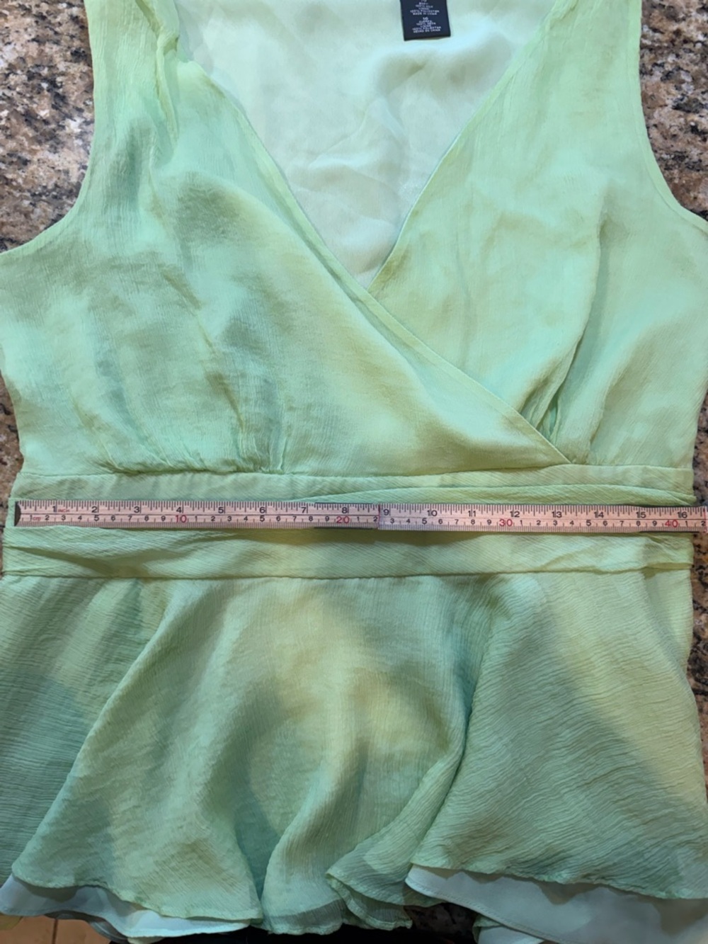 Nicole Miller y2k 2000s green sleeveless silk blouse shark bite hem size 16 - Picture 5 of 6